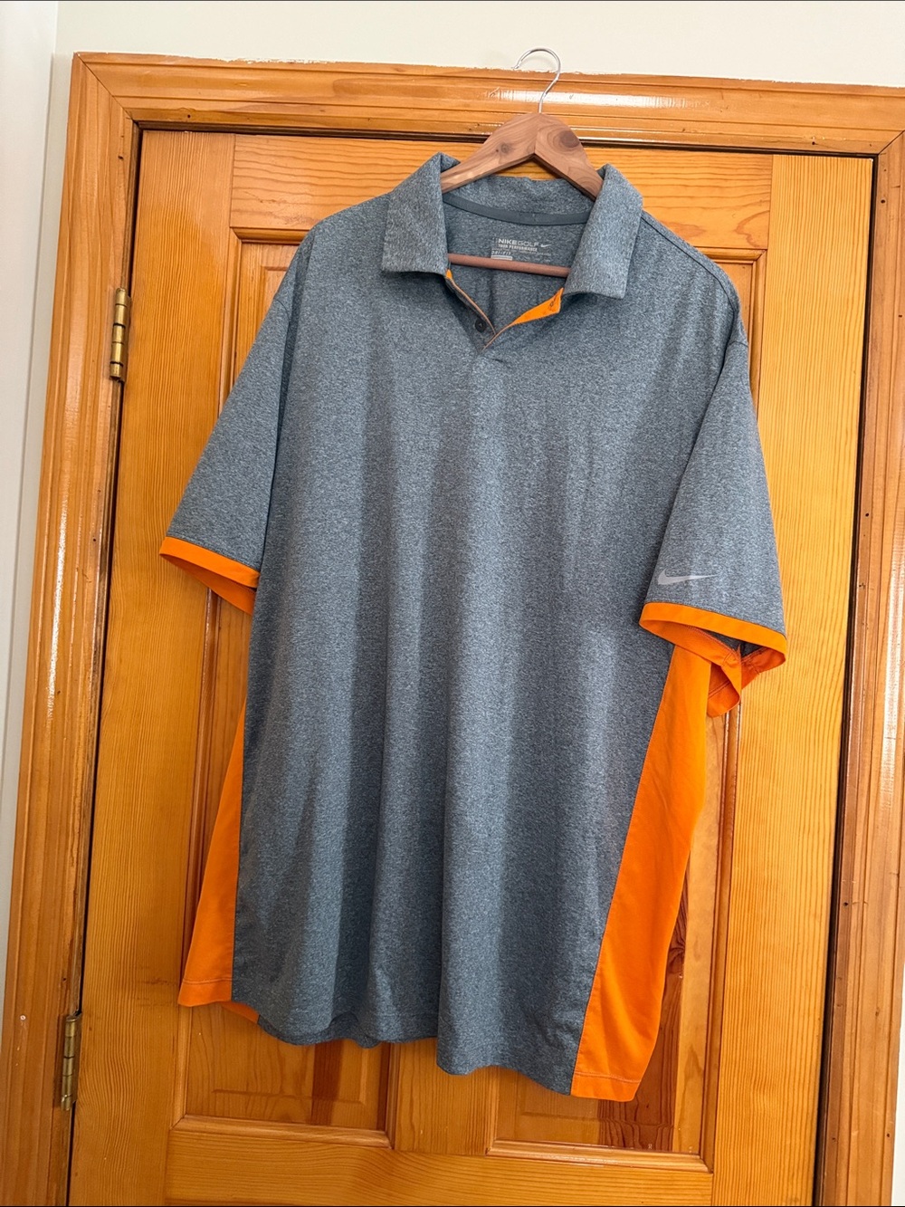 Nike Gray Polo with Orange Side Panels